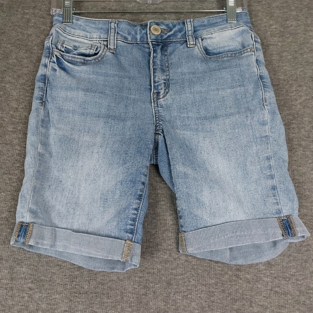 SO JEANS WOMENS BLUE FAVORITE BERMUDA CUFFED LIGHT WASH DENIM SHORTS SIZE 5